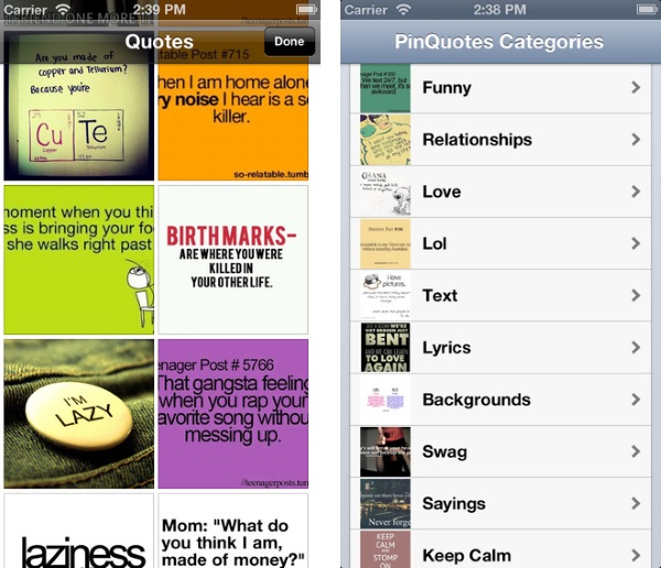 Gerador de Frases para iOS QuotesTags