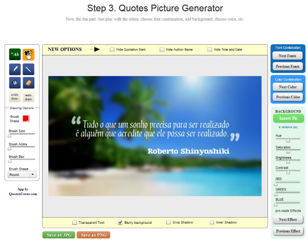 Gerador de Frases Quotescover.com