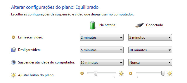 Plano de energia do Windows